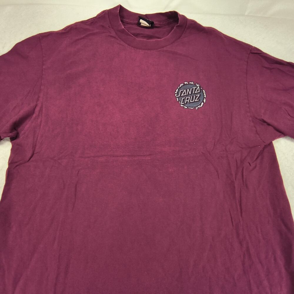Santa Cruz Casual Crew Neck Short Sleeve Graphic Shirt Mens Size Large L Maroon